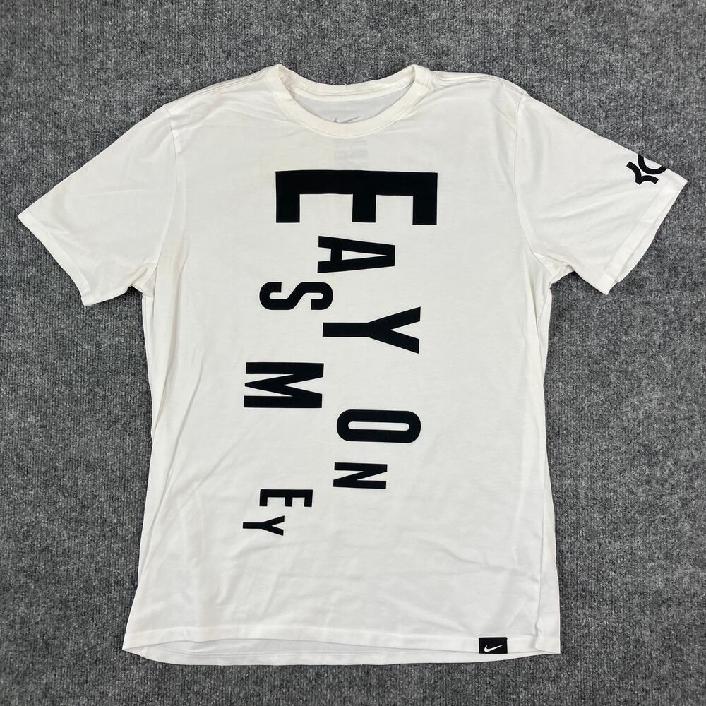 Nike Dri-Fit T-Shirt Mens Large White Black Graphic Athletic Cut Short Sleeve